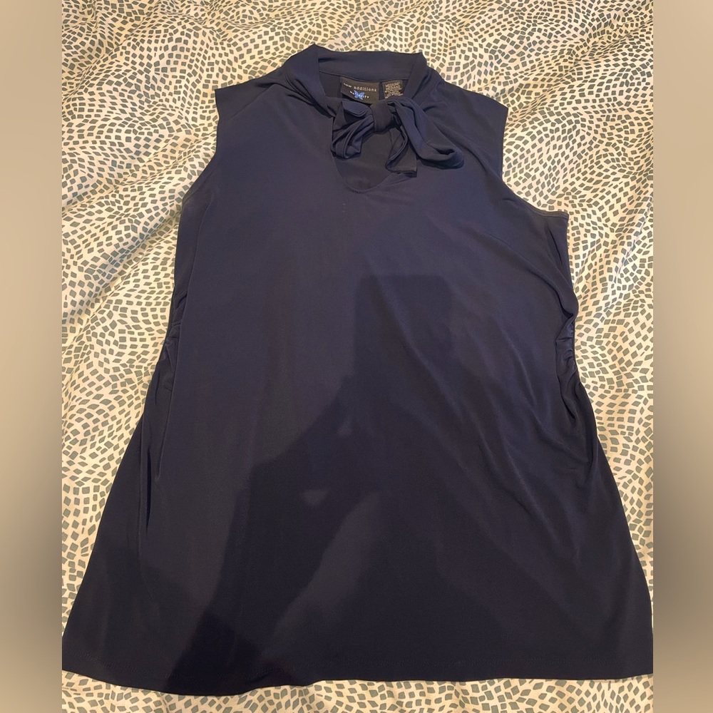 Navy blue neck bow blouse